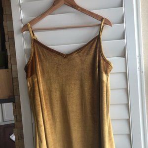 Spaghetti Strap  Velvet Mustard Color Size 16